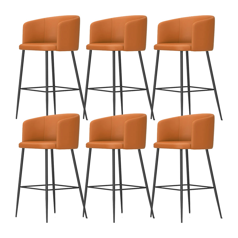 Modern Bar Stool Leather Backrest Bar Stools for Dining Room with Metal Legs