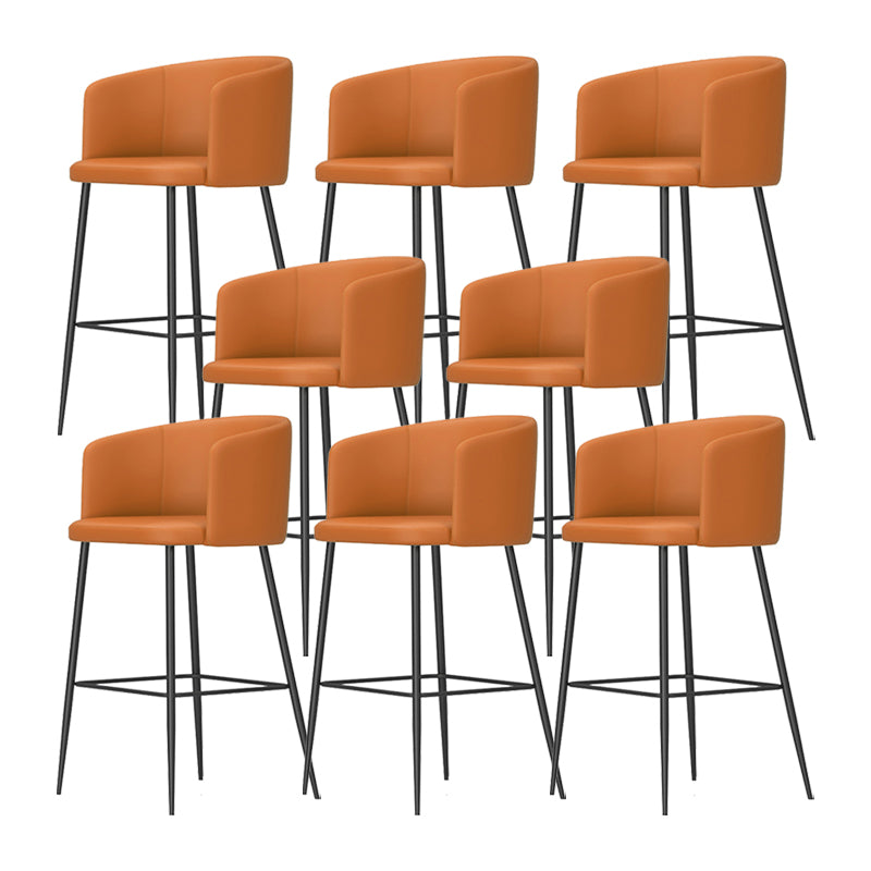 Modern Bar Stool Leather Backrest Bar Stools for Dining Room with Metal Legs