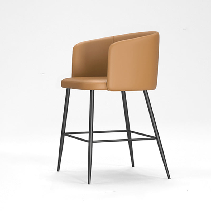 Modern Bar Stool Leather Backrest Bar Stools for Dining Room with Metal Legs