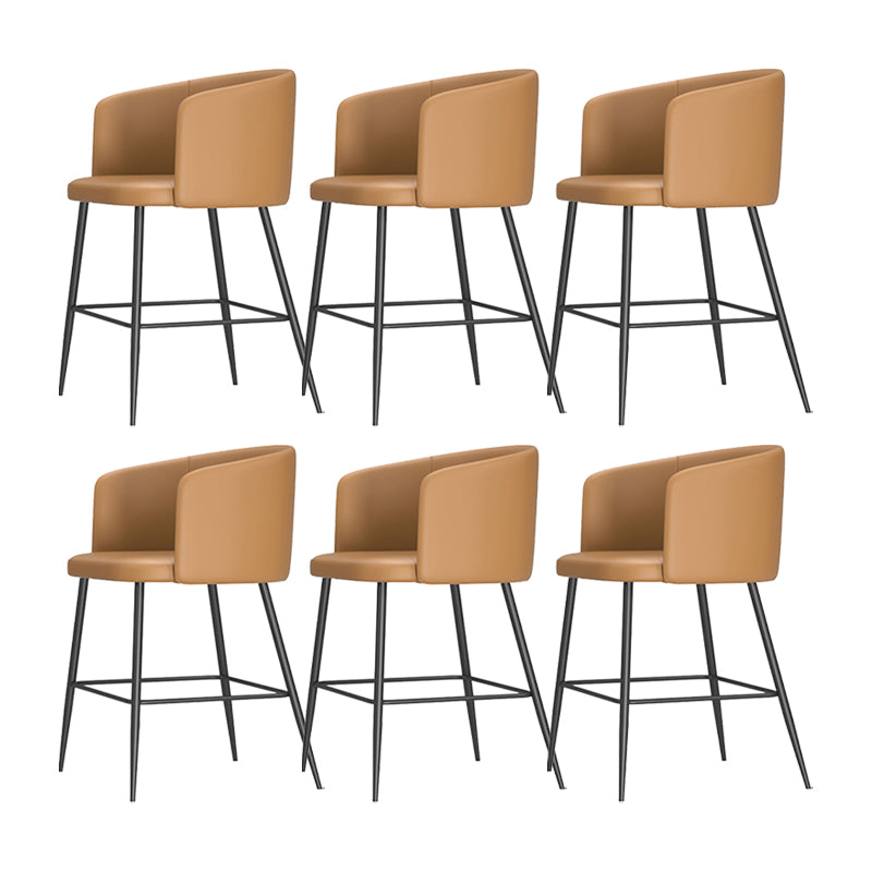 Modern Bar Stool Leather Backrest Bar Stools for Dining Room with Metal Legs