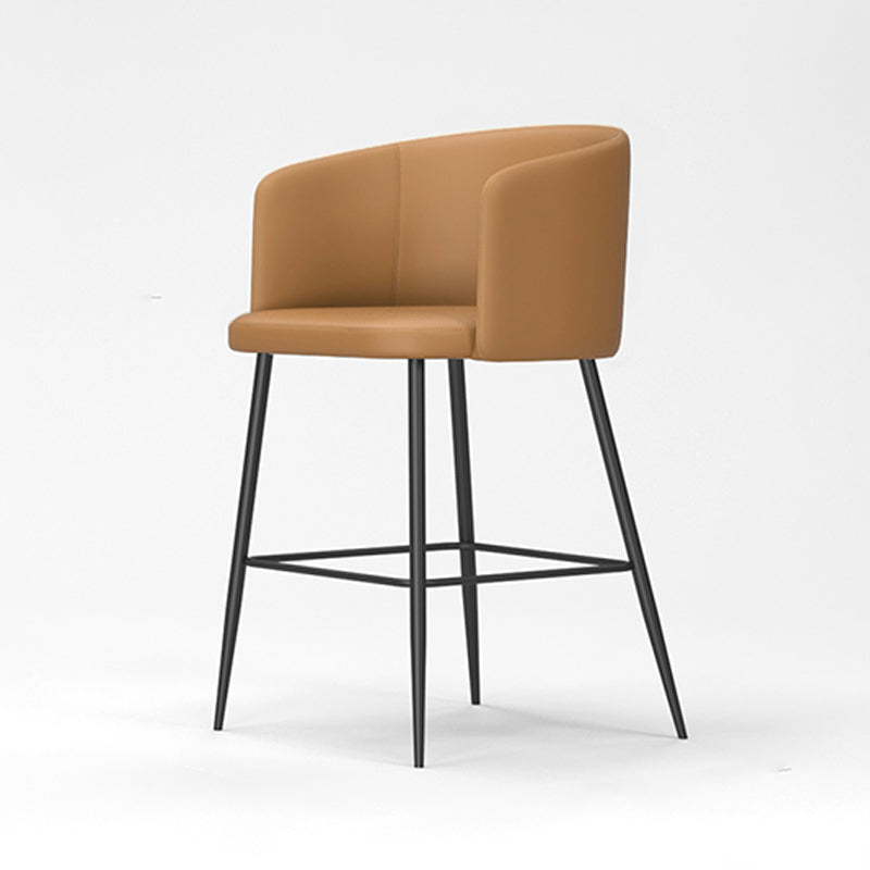 Modern Bar Stool Leather Backrest Bar Stools for Dining Room with Metal Legs