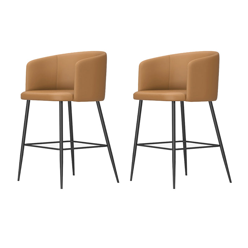 Modern Bar Stool Leather Backrest Bar Stools for Dining Room with Metal Legs