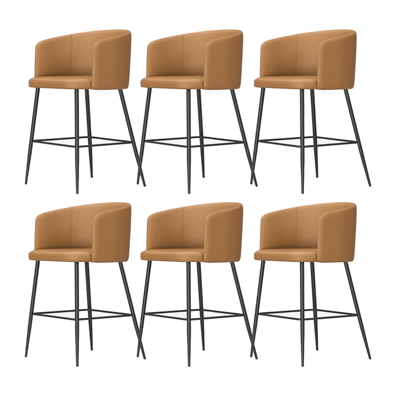 Modern Bar Stool Leather Backrest Bar Stools for Dining Room with Metal Legs