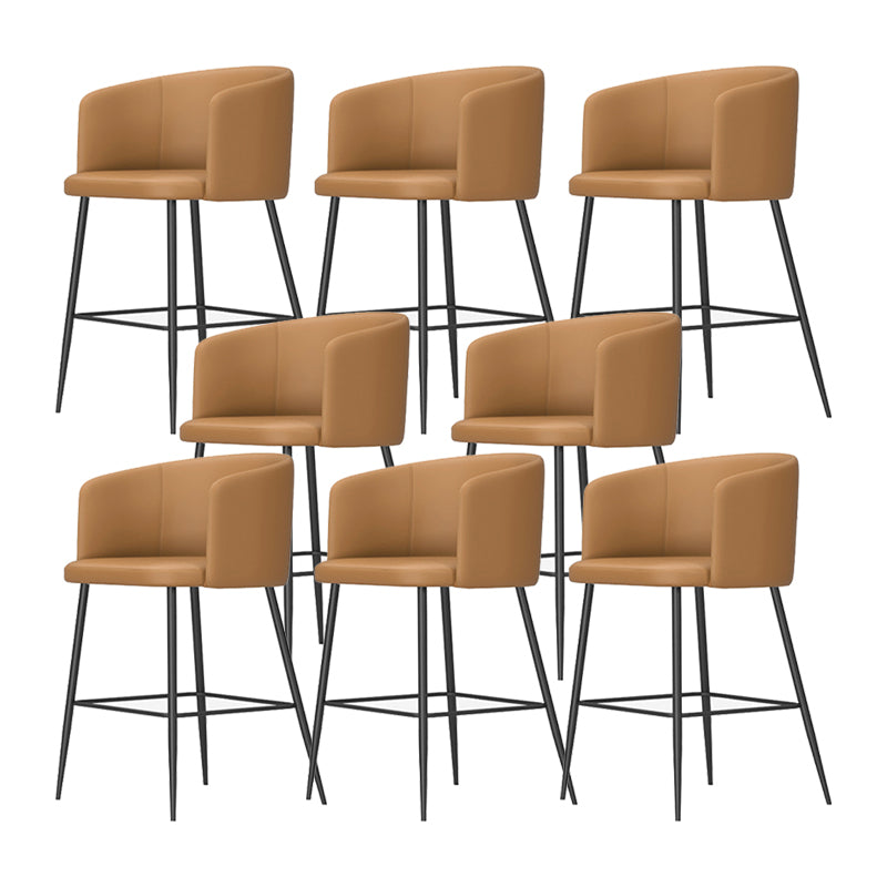 Modern Bar Stool Leather Backrest Bar Stools for Dining Room with Metal Legs
