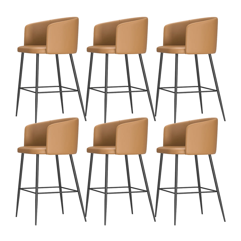 Modern Bar Stool Leather Backrest Bar Stools for Dining Room with Metal Legs