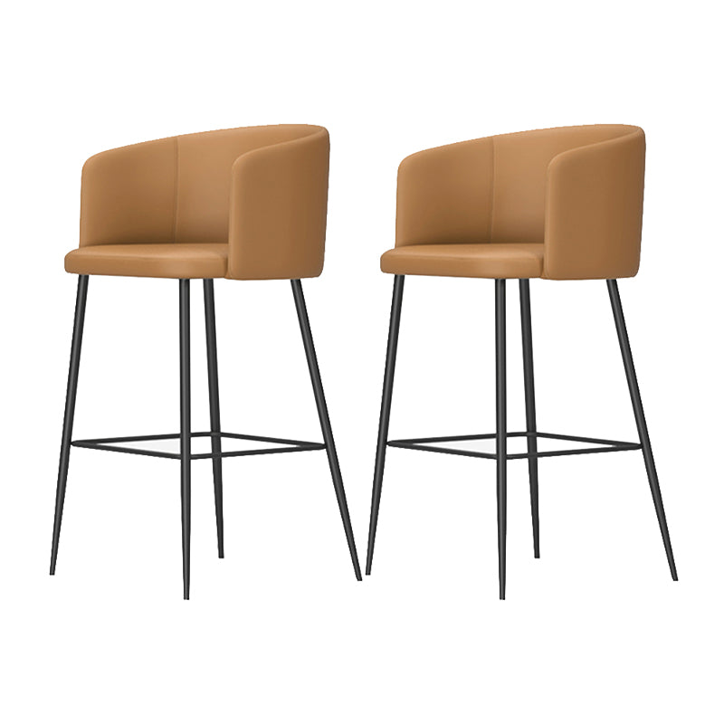Modern Bar Stool Leather Backrest Bar Stools for Dining Room with Metal Legs