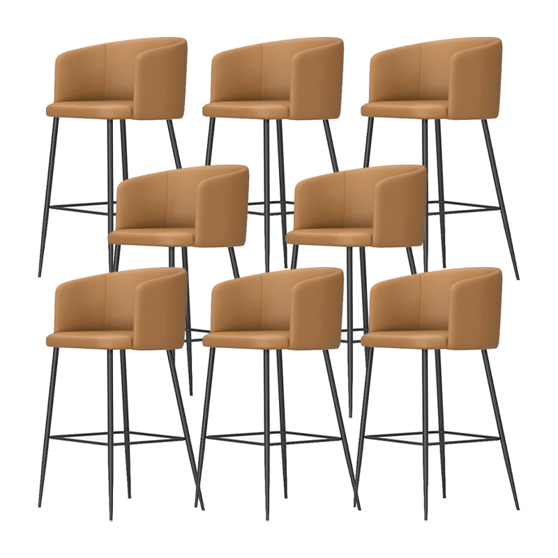 Modern Bar Stool Leather Backrest Bar Stools for Dining Room with Metal Legs