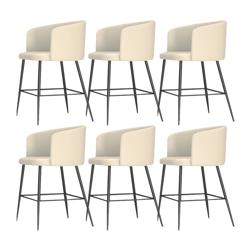 Modern Bar Stool Leather Backrest Bar Stools for Dining Room with Metal Legs