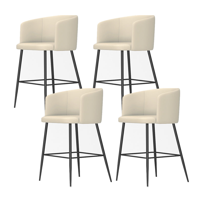 Modern Bar Stool Leather Backrest Bar Stools for Dining Room with Metal Legs
