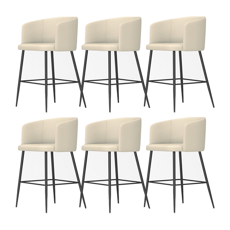 Modern Bar Stool Leather Backrest Bar Stools for Dining Room with Metal Legs