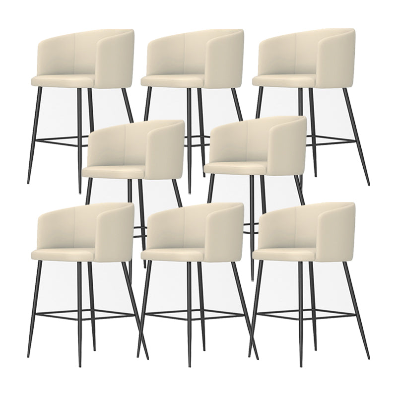 Modern Bar Stool Leather Backrest Bar Stools for Dining Room with Metal Legs