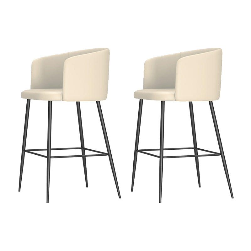Modern Bar Stool Leather Backrest Bar Stools for Dining Room with Metal Legs