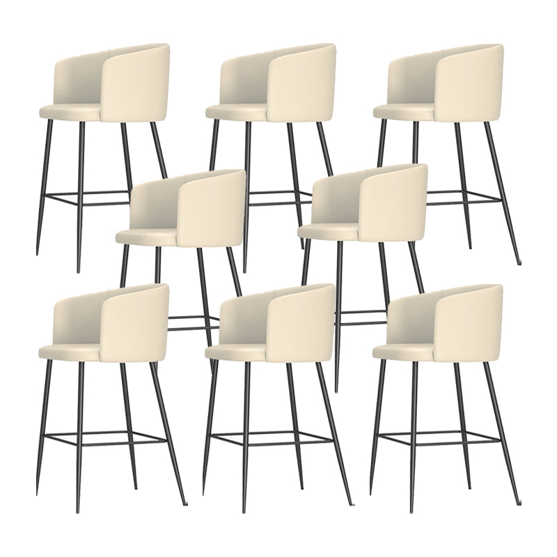 Modern Bar Stool Leather Backrest Bar Stools for Dining Room with Metal Legs