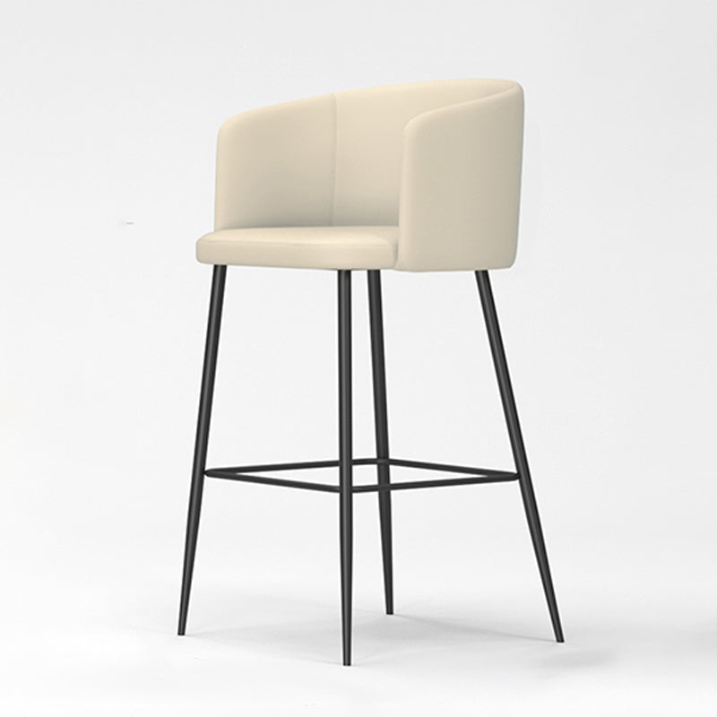 Modern Bar Stool Leather Backrest Bar Stools for Dining Room with Metal Legs