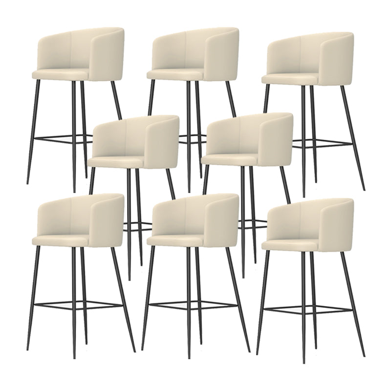 Modern Bar Stool Leather Backrest Bar Stools for Dining Room with Metal Legs