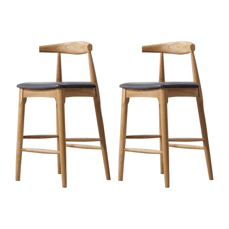 Faux Leather Dining Stools Industrial Bar Stool with Wood Base