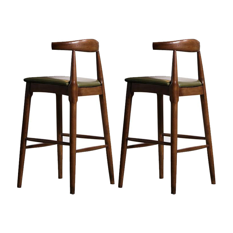 Faux Leather Dining Stools Industrial Bar Stool with Wood Base