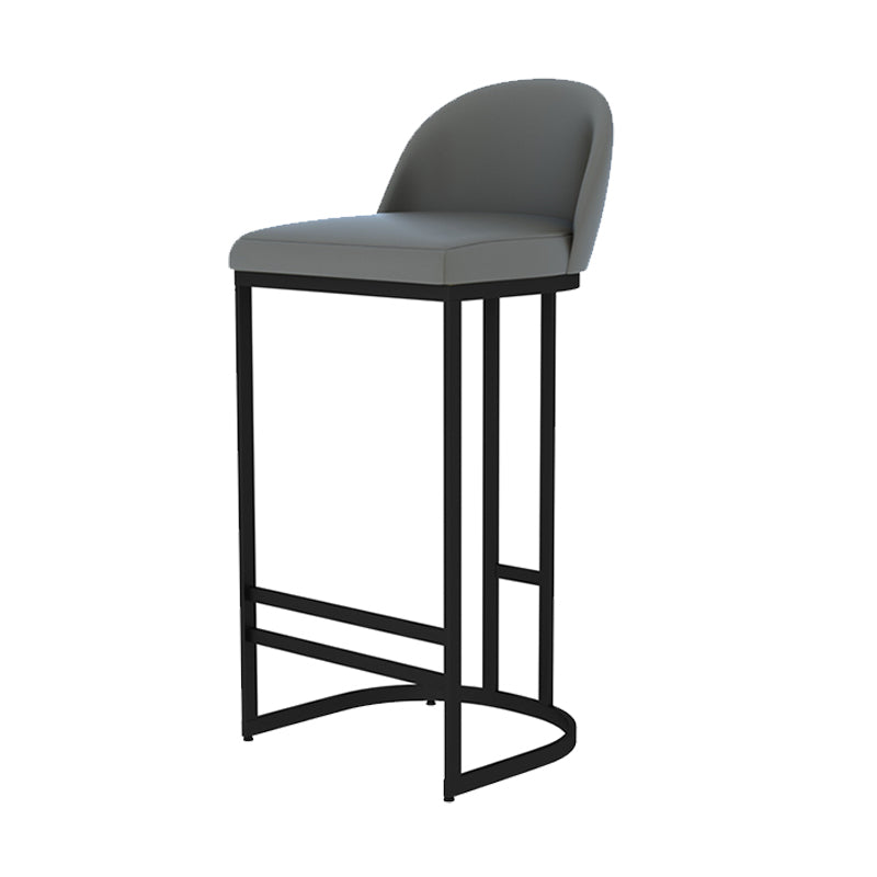 Glam Armless Backrest Counter Stool Iron Bar Stool with Pedal for Kitchen