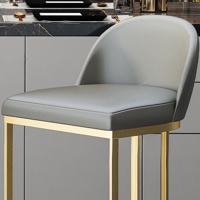 Glam Armless Backrest Counter Stool Iron Bar Stool with Pedal for Kitchen