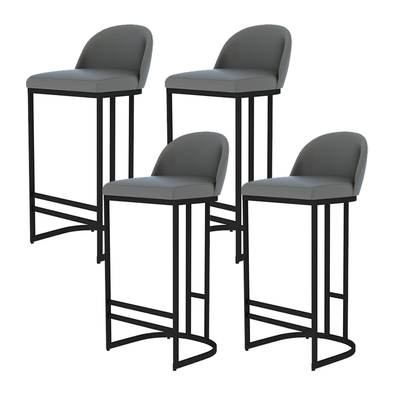 Glam Armless Backrest Counter Stool Iron Bar Stool with Pedal for Kitchen