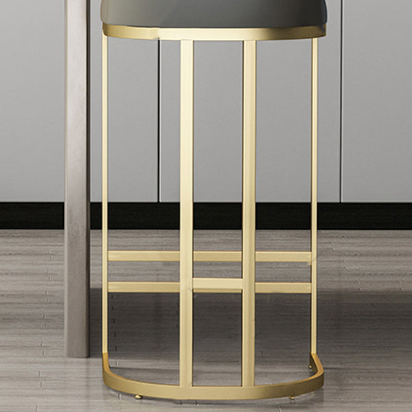 Glam Armless Backrest Counter Stool Iron Bar Stool with Pedal for Kitchen