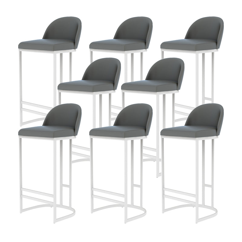 Glam Armless Backrest Counter Stool Iron Bar Stool with Pedal for Kitchen