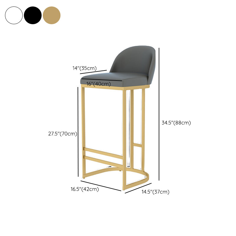 Glam Armless Backrest Counter Stool Iron Bar Stool with Pedal for Kitchen