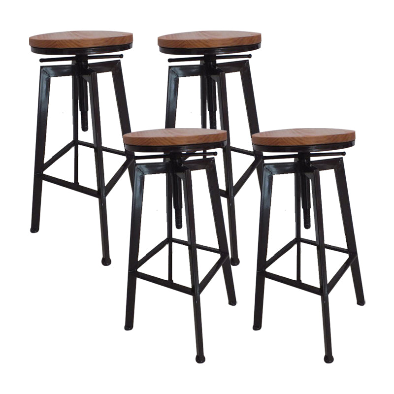 Modern Backless Barstool Wooden Counter Bar Stool with Metal Legs