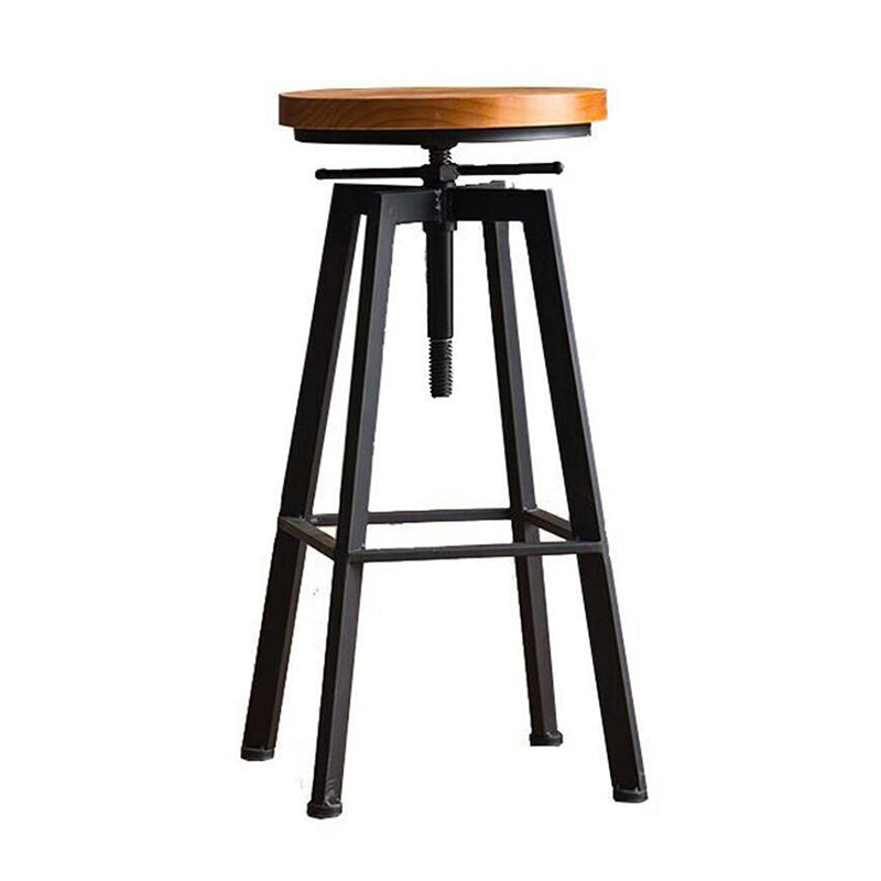 Modern Backless Barstool Wooden Counter Bar Stool with Metal Legs