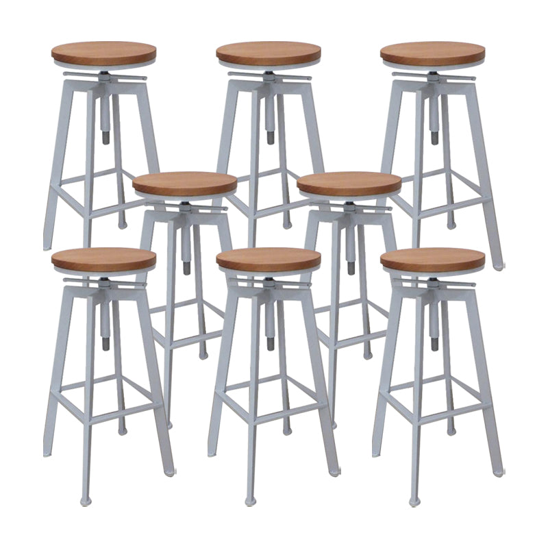 Modern Backless Barstool Wooden Counter Bar Stool with Metal Legs