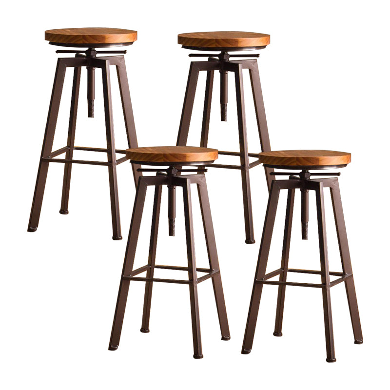 Modern Backless Barstool Wooden Counter Bar Stool with Metal Legs