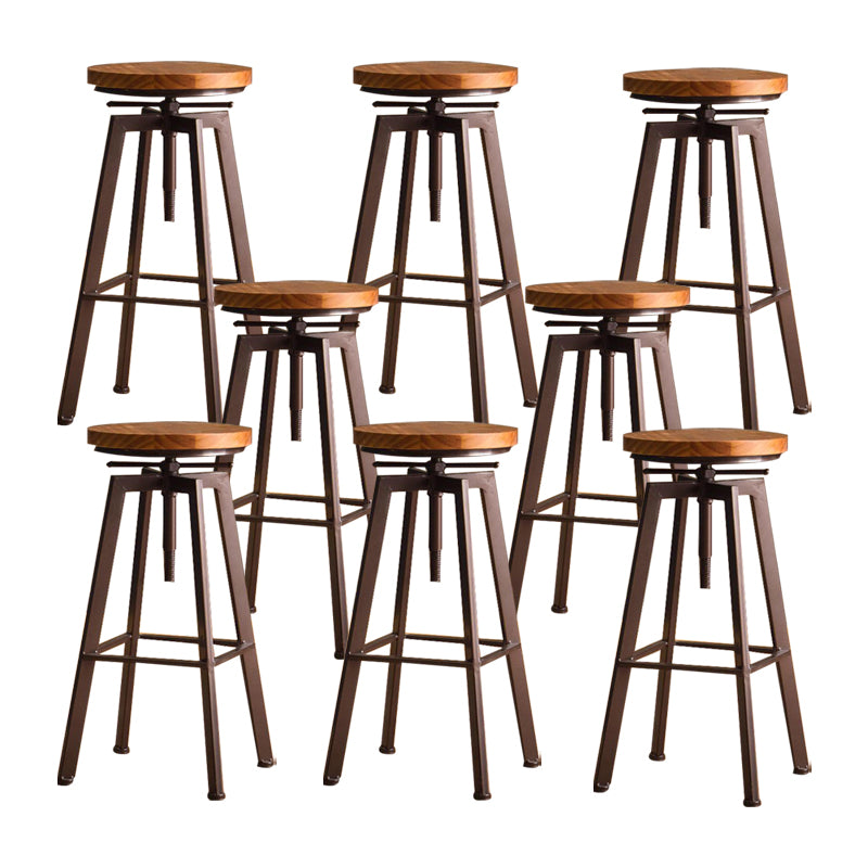 Modern Backless Barstool Wooden Counter Bar Stool with Metal Legs