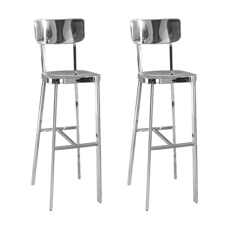 Industrial Style Counter Stool Silver Metal Barstool for Living Room