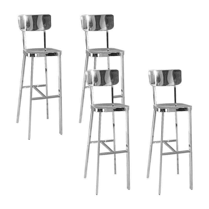 Industrial Style Counter Stool Silver Metal Barstool for Living Room