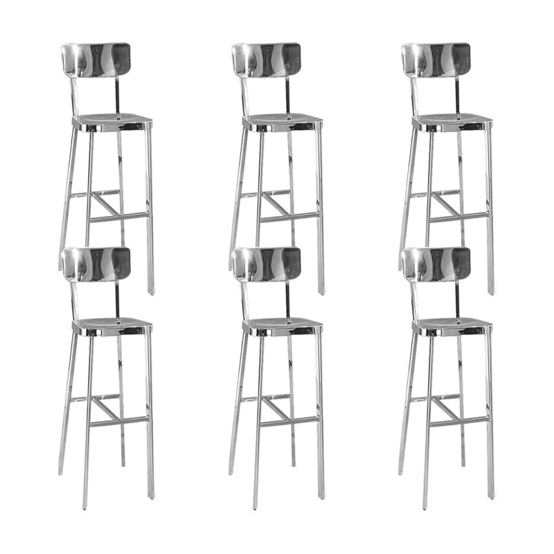 Industrial Style Counter Stool Silver Metal Barstool for Living Room