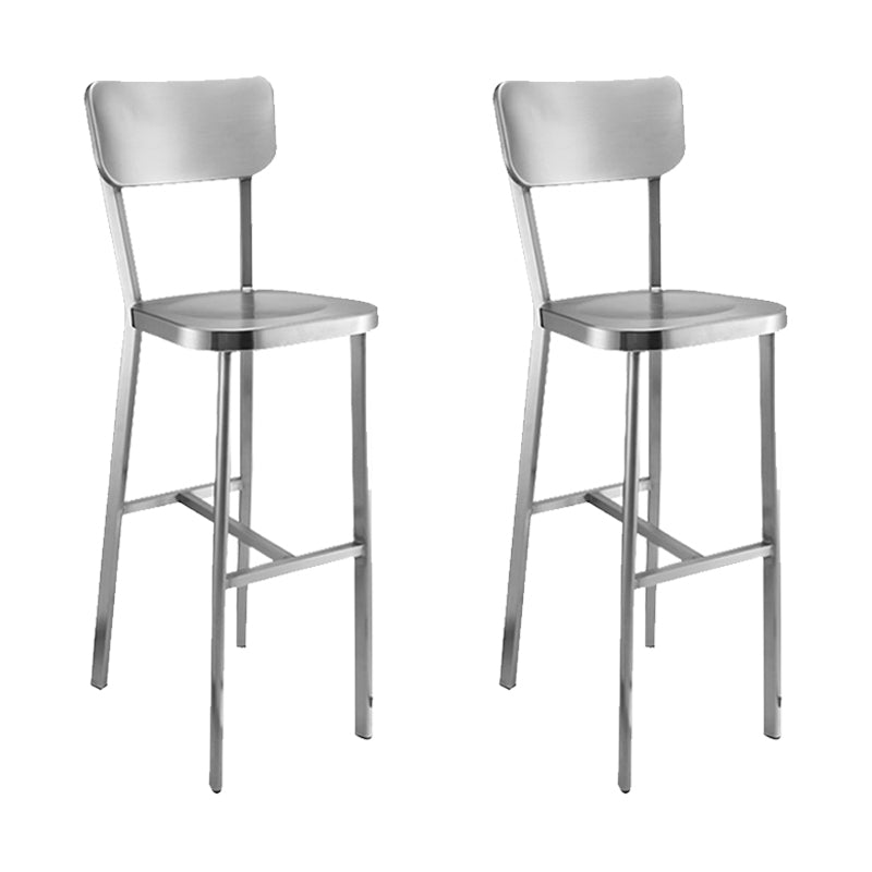 Industrial Style Counter Stool Silver Metal Barstool for Living Room