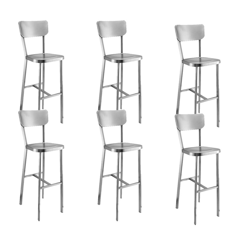 Industrial Style Counter Stool Silver Metal Barstool for Living Room
