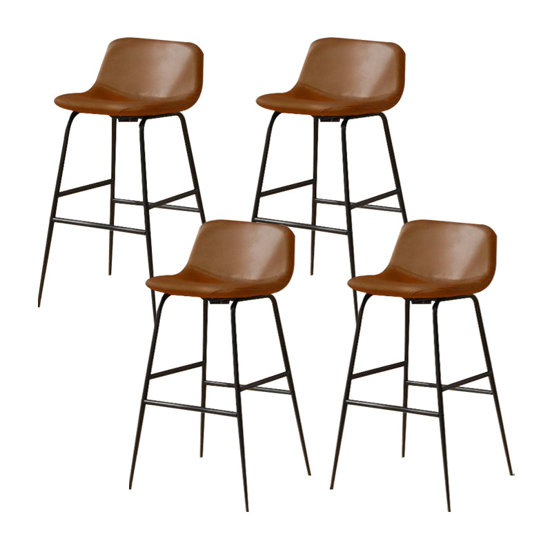 Modern Style Low Back Barstool Pu Leather Counter Bar Stool with Metal Legs for Home