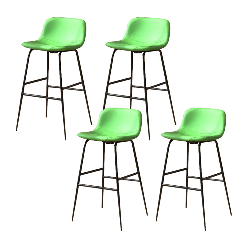Modern Style Low Back Barstool Pu Leather Counter Bar Stool with Metal Legs for Home