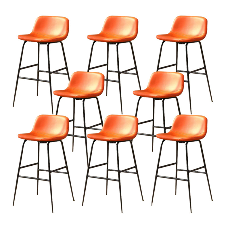 Modern Style Low Back Barstool Pu Leather Counter Bar Stool with Metal Legs for Home