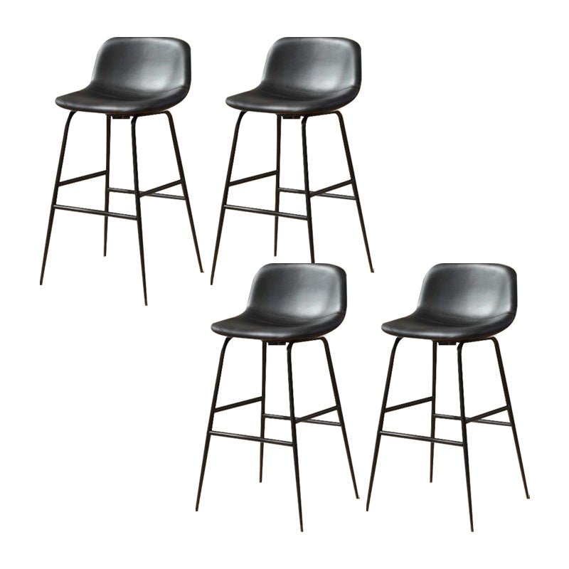 Modern Style Low Back Barstool Pu Leather Counter Bar Stool with Metal Legs for Home
