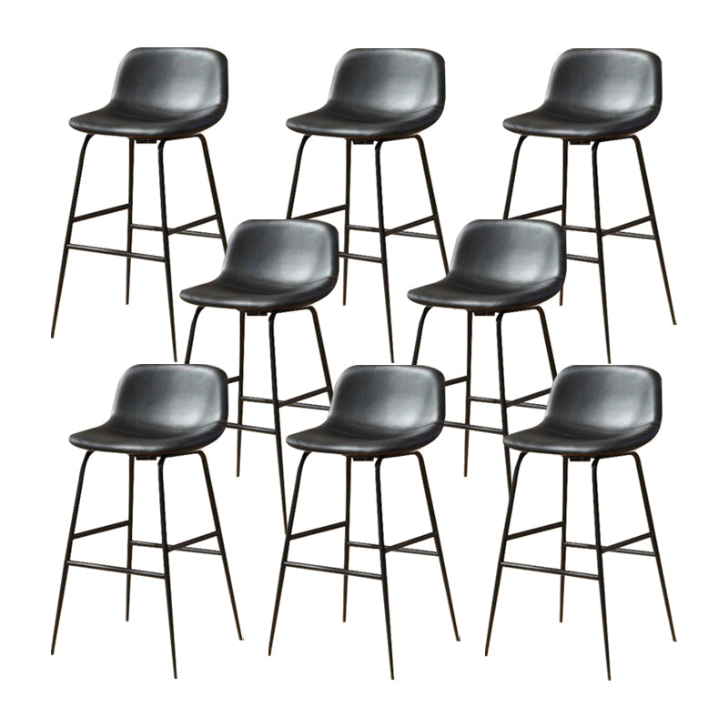 Modern Style Low Back Barstool Pu Leather Counter Bar Stool with Metal Legs for Home