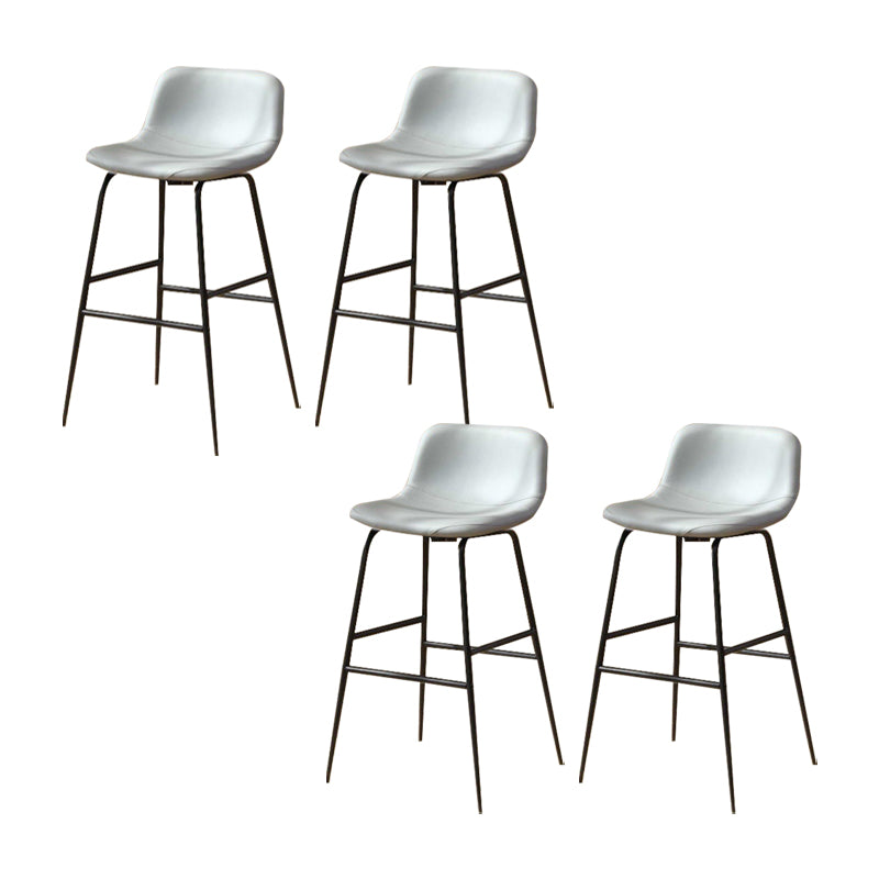 Modern Style Low Back Barstool Pu Leather Counter Bar Stool with Metal Legs for Home