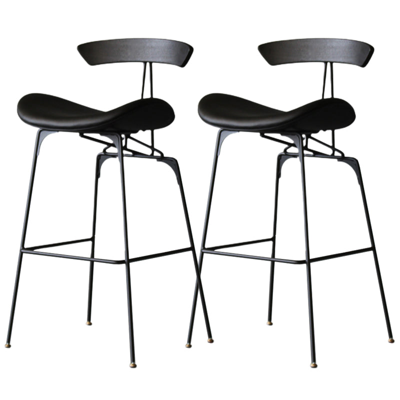 Modern Style Counter Stool Faux Leather Saddle Seat Bar Stool for Indoor