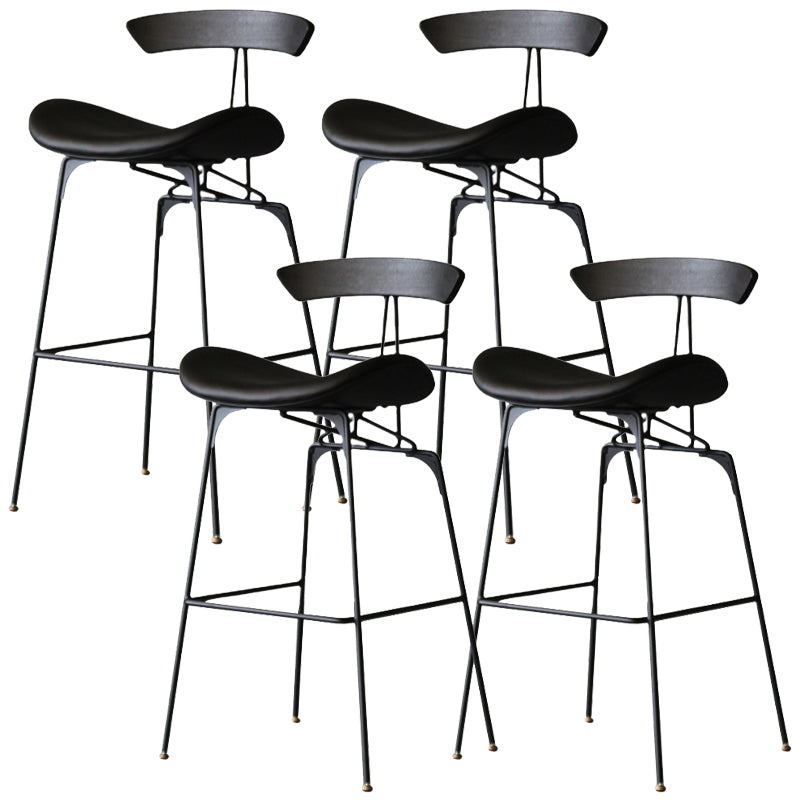 Modern Style Counter Stool Faux Leather Saddle Seat Bar Stool for Indoor