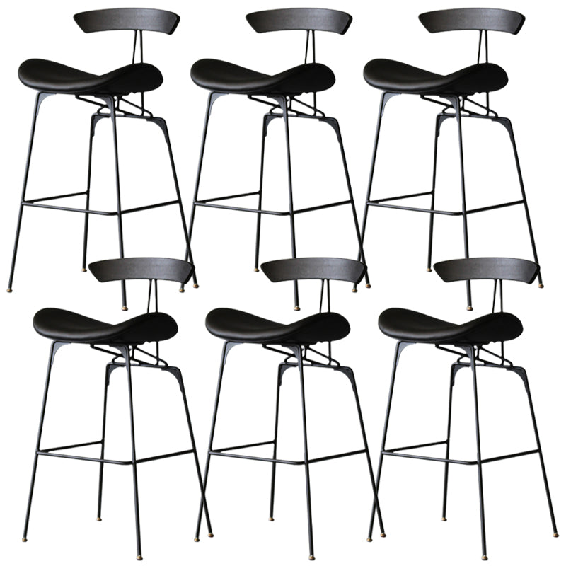 Modern Style Counter Stool Faux Leather Saddle Seat Bar Stool for Indoor