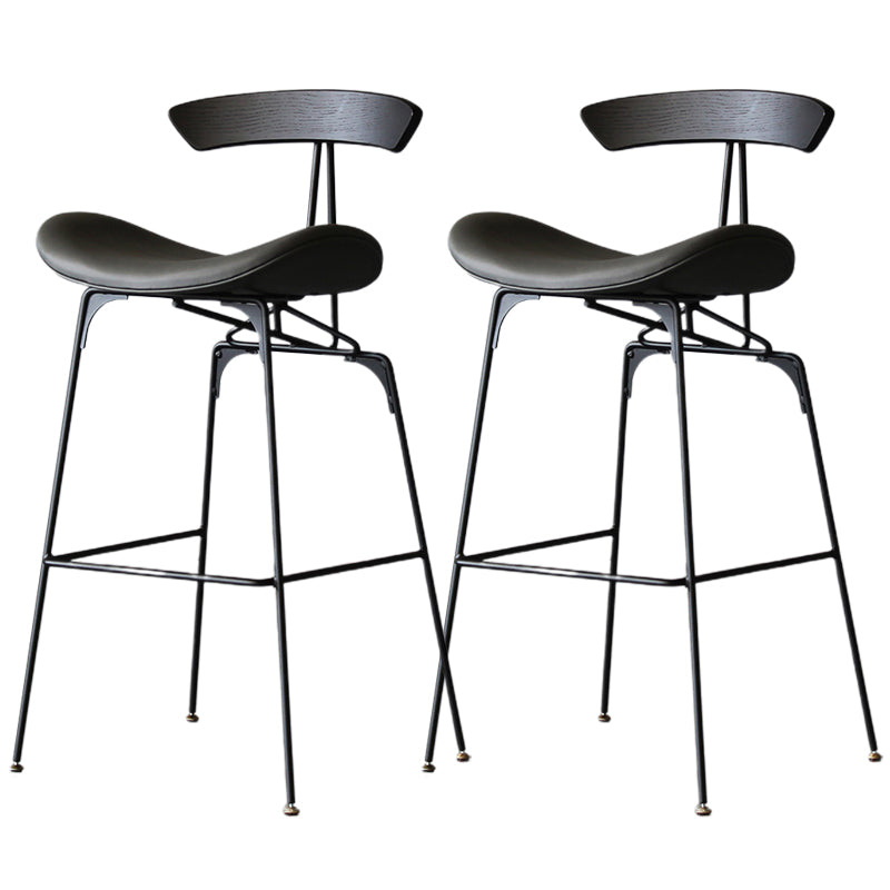 Modern Style Counter Stool Faux Leather Saddle Seat Bar Stool for Indoor