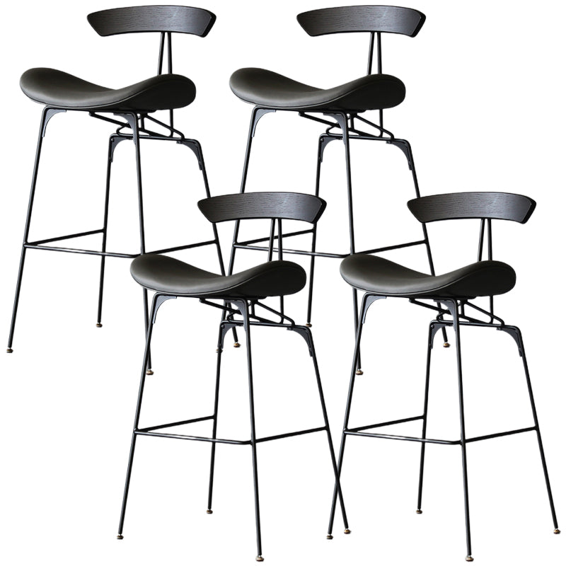 Modern Style Counter Stool Faux Leather Saddle Seat Bar Stool for Indoor