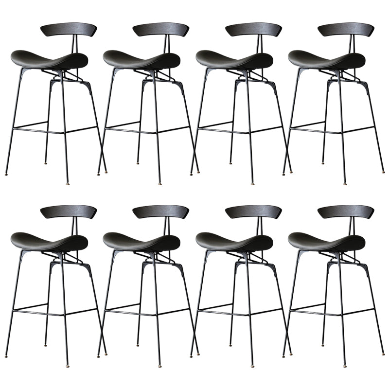 Modern Style Counter Stool Faux Leather Saddle Seat Bar Stool for Indoor
