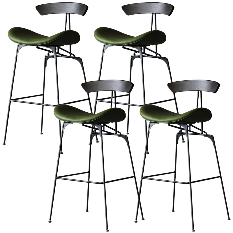 Modern Style Counter Stool Faux Leather Saddle Seat Bar Stool for Indoor